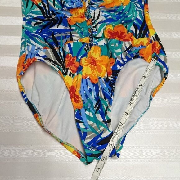 Croft & Barrow One-Piece Women Swimsuit US 14 Lined Ruched Floral Vibrant - Picture 9 of 10